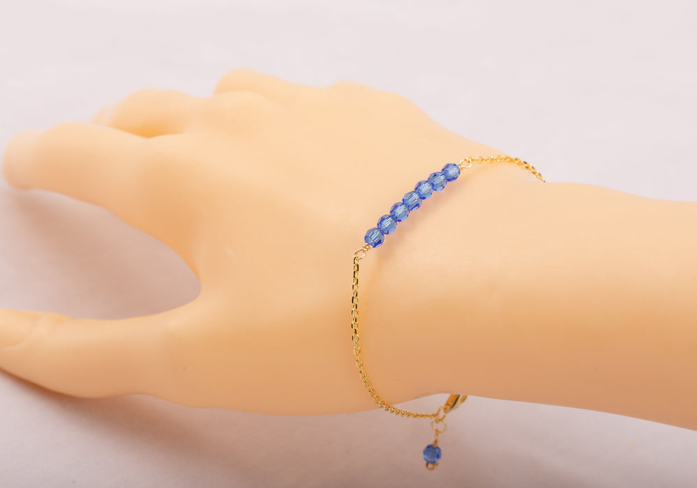 18k Gold Sterling Silver Sapphire Bracelet Swarovski - B007