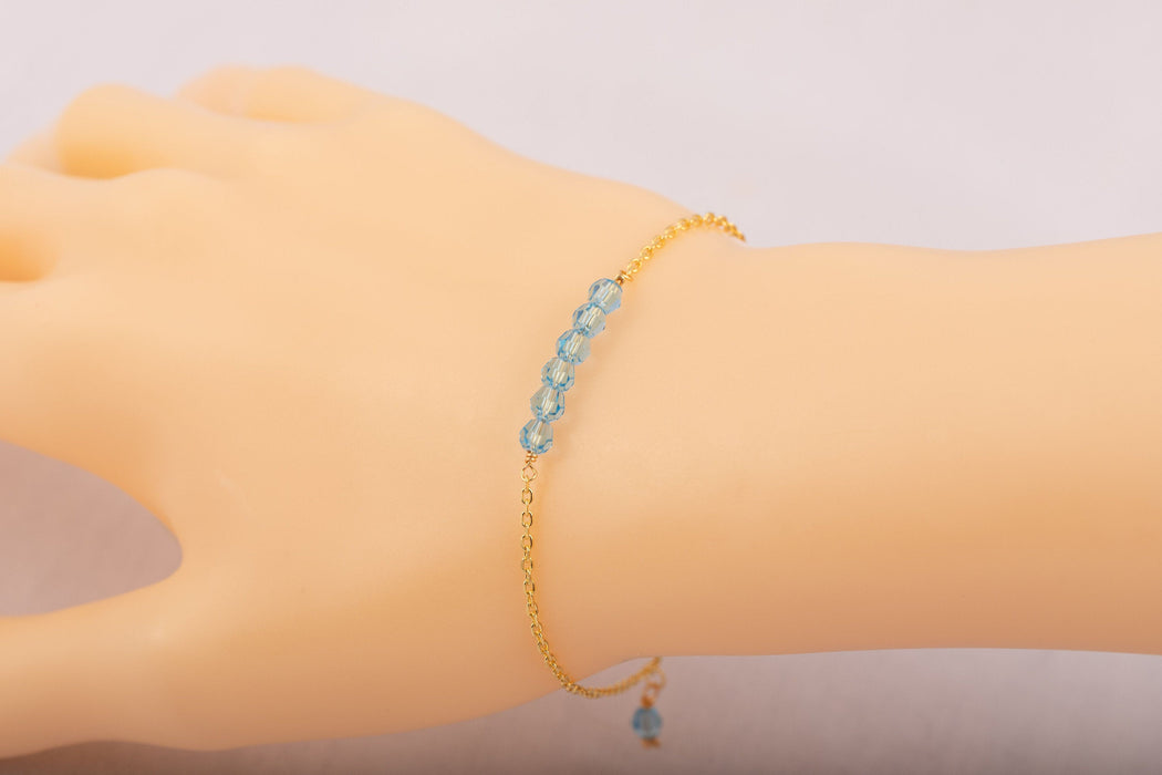 Aquamarine Bracelet for Women 18k Gold Sterling Silver Swarovski Crystal Australia Gift for Her- B009