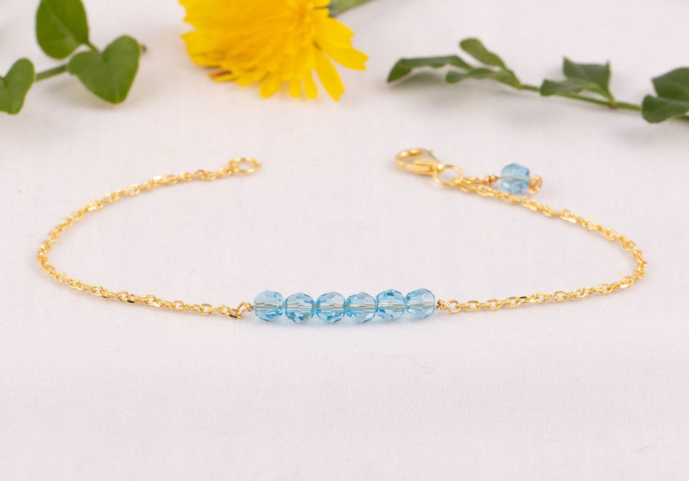 Aquamarine Bracelet for Women 18k Gold Sterling Silver Swarovski Crystal Australia Gift for Her- B009