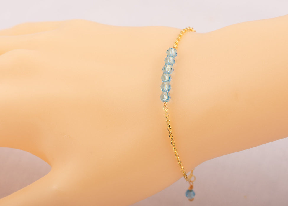 Aquamarine Bracelet for Women 18k Gold Sterling Silver Swarovski Crystal Australia Gift for Her- B009