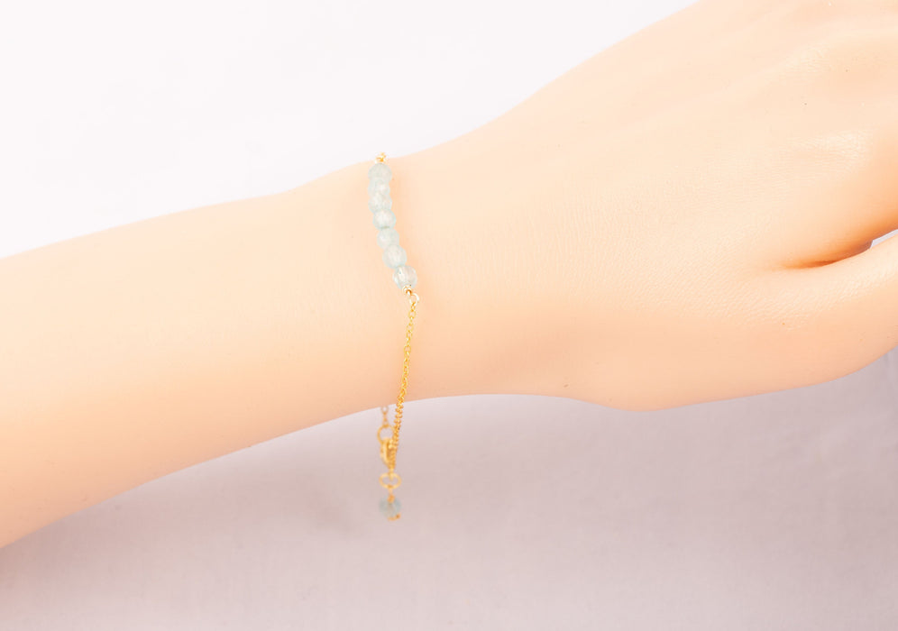 Natural Aquamarine Bracelet 18k Gold Sterling Silver - B034