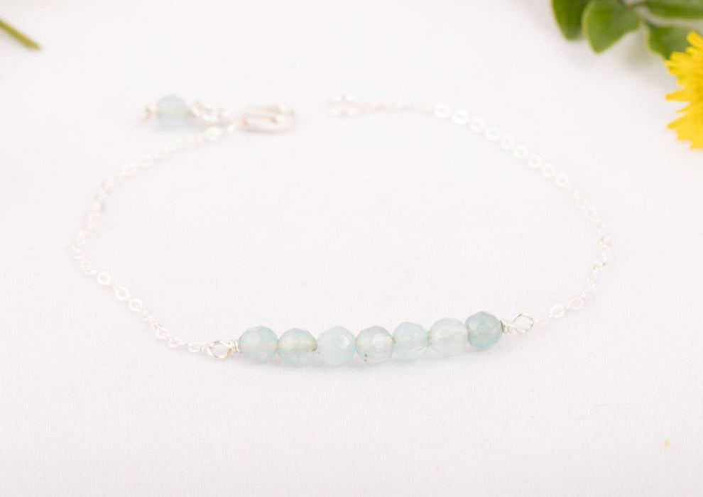 Aquamarine Bracelet Sterling Silver/March Birthstone Bracelet/Aquamarine Birthstone Bracelet/Natural Aquamarine Bracelet/Gift for Her