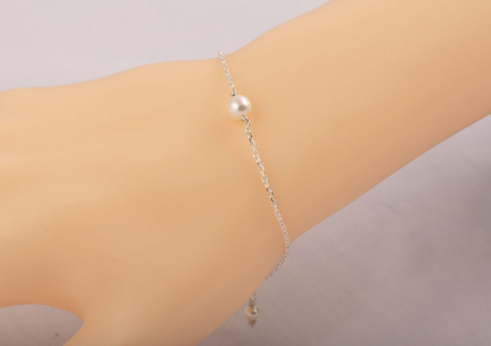 Simple Pearl Bracelet Sterling Silver/June Birthstone Bracelet/Fresh Water Pearl Bracelet/Pearl Birthstone Bracelet/Dainty Pearl Bracelet