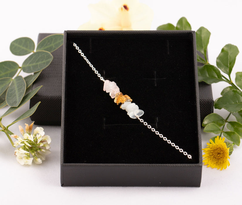 Fertility Bracelet Sterling Silver Rose Quarts Aquamarine Citrine - B045