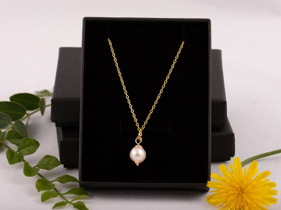 18k Gold Sterling Silver Fresh Water Pearl Necklace/June Birthstone Necklace/Fresh Water Pearl Necklace/Light Pink Pearl Necklace