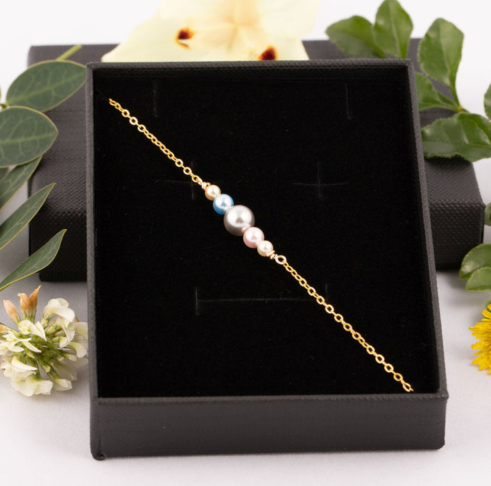 18k Gold Sterling Silver Pearl Bracelet Swarovski Pearl - Bridal and Wedding Bracelet - B051