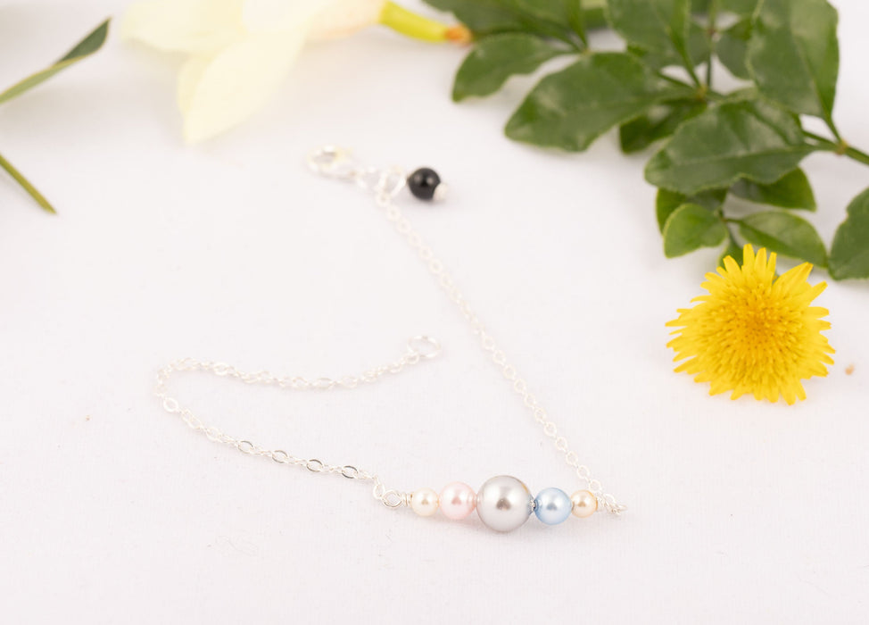 Swarovski Pearl Multi Coloured Bracelet for Women Sterling Silver Gift for Friends - Bridal and Wedding Bracelet - B052