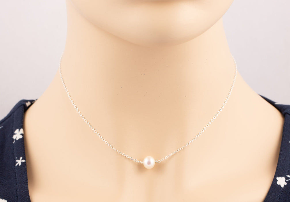 Akoya Pearl Necklace for Women Sterling Silver Australia Gift for Her Mum Friend Bridesmaid - Necklace for Bride and Bridesmaids - N019