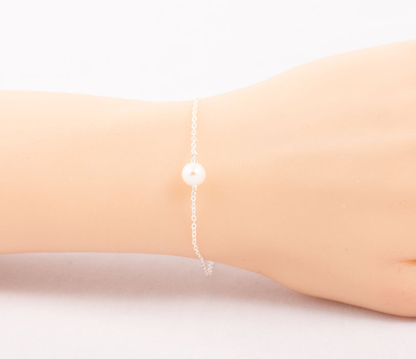 Akoya Pearl Bracelet for Women Sterling Silver June Birthstone Gift for Mum Friend - Bridal and Wedding Bracelet - B041