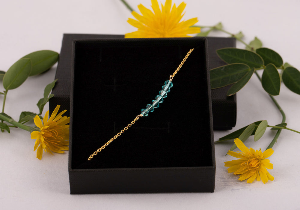 18k Gold Sterling Silver Turquoise Bracelet Swarovski - B006