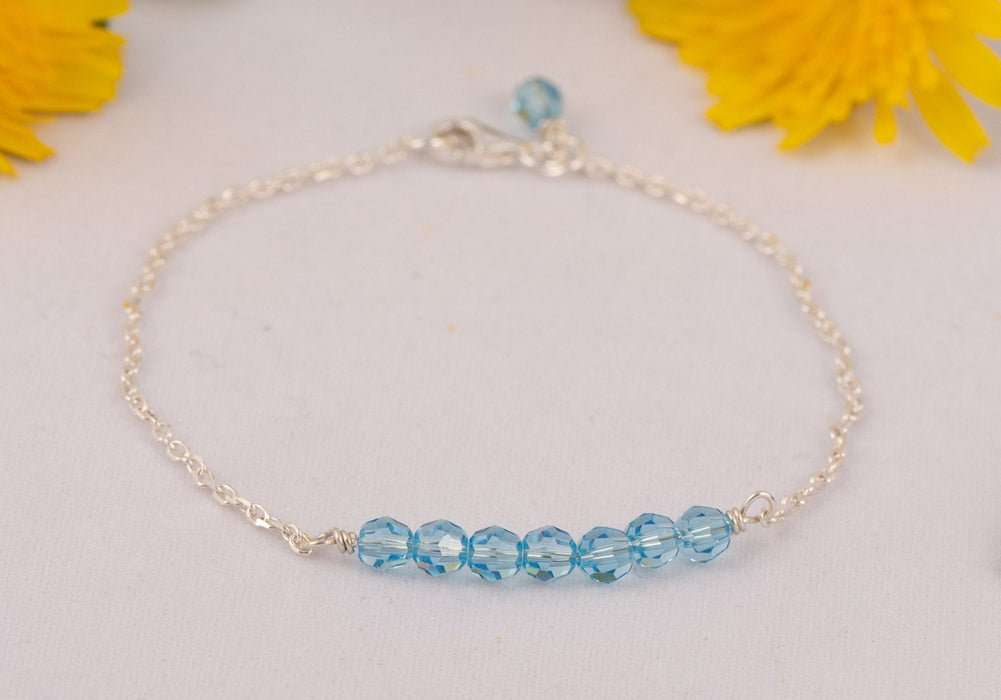 Aquamarine Bracelet Swarovski Sterling Silver - B022