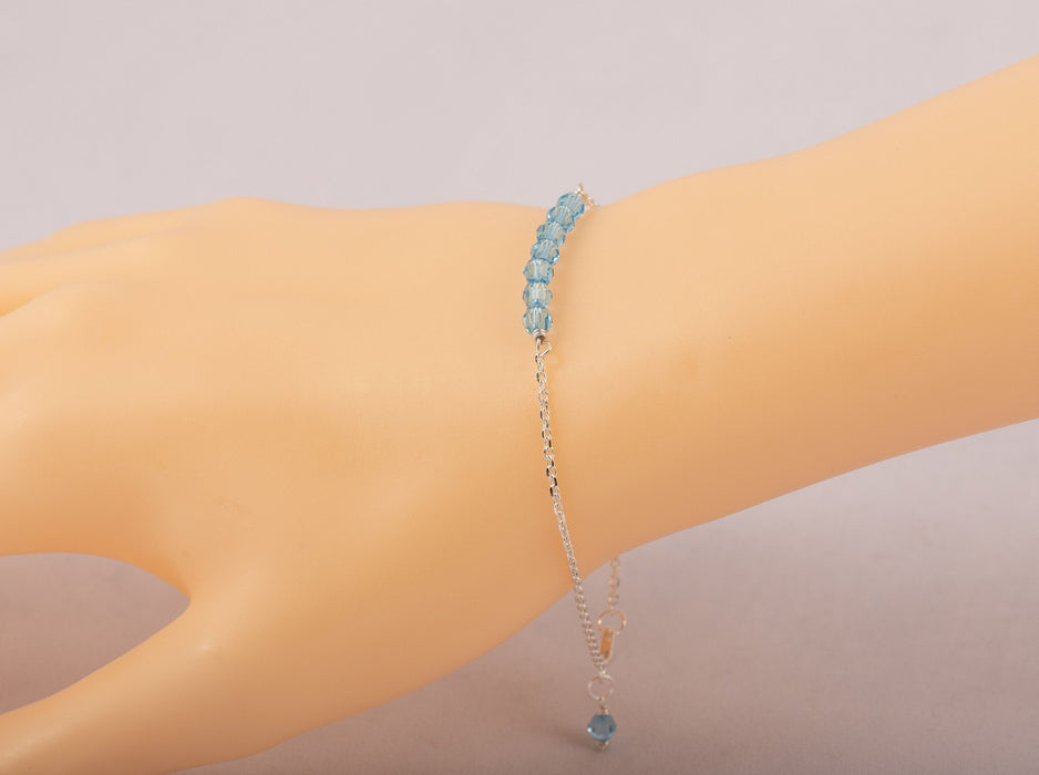 Aquamarine Bracelet Swarovski Sterling Silver - B022