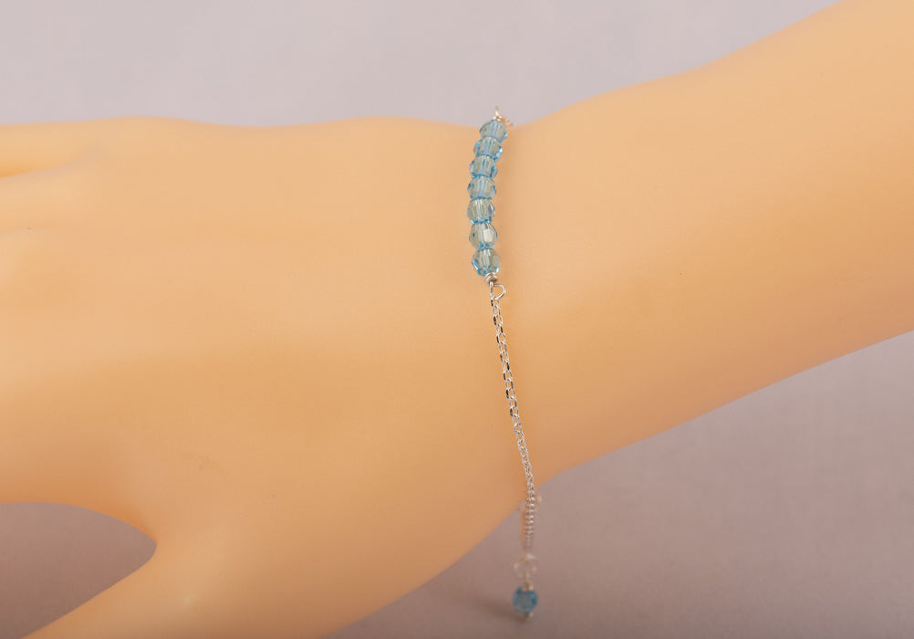 Aquamarine Bracelet Swarovski Sterling Silver - B022