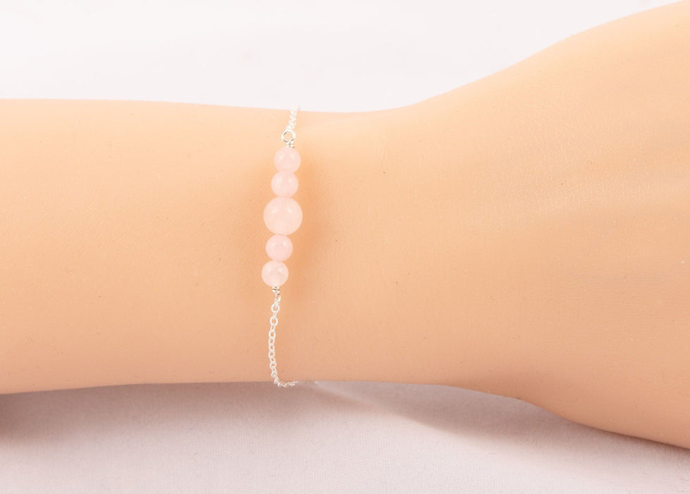 Rose Quartz Bracelet/Rose Quartz Bracelet Sterling Silver\Rose Quartz Gemstone Bracelet/Fertility Crystal Bracelet/Gemstone Bar Bracelet