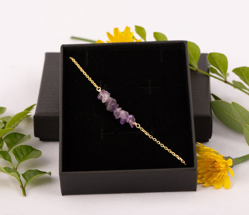 Amethyst Bracelet for Women 18k Gold Sterling Silver Gift for Her Australia - B026