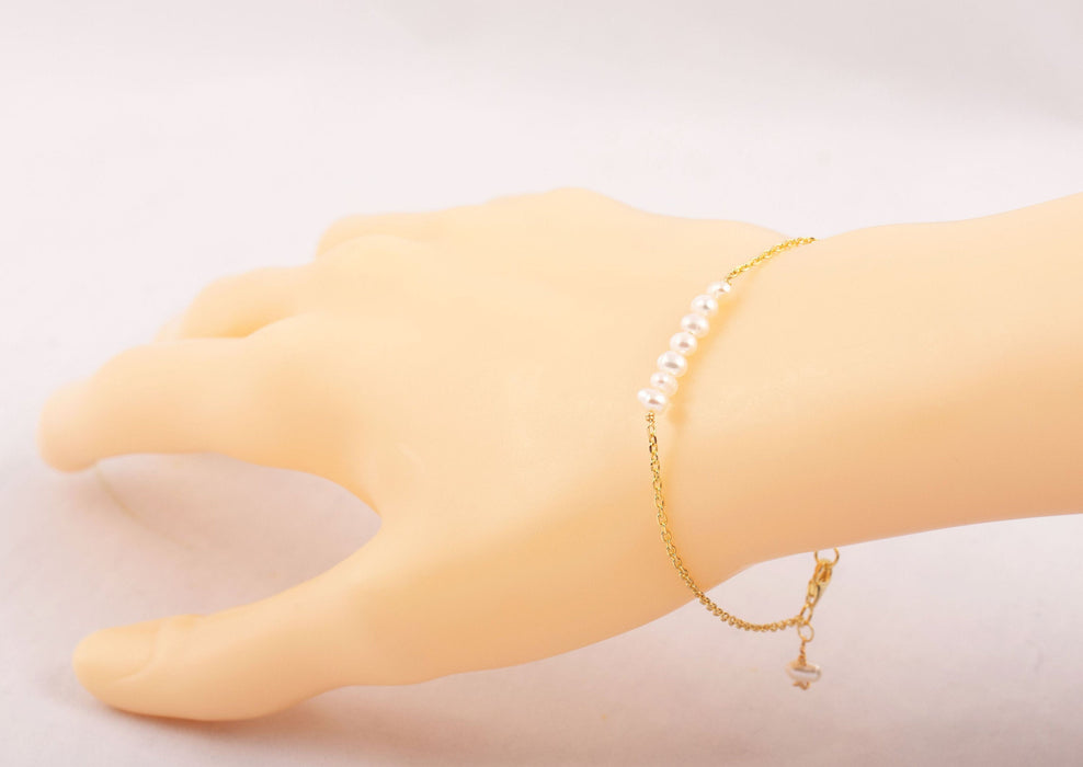 Dainty Fresh Pearl Bracelet 18k Gold Sterling Silver - Bridal and Wedding Bracelet - B003