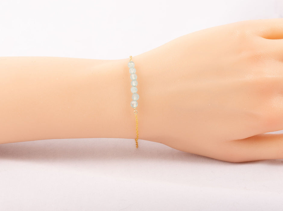 Natural Aquamarine Bracelet 18k Gold Sterling Silver - B034