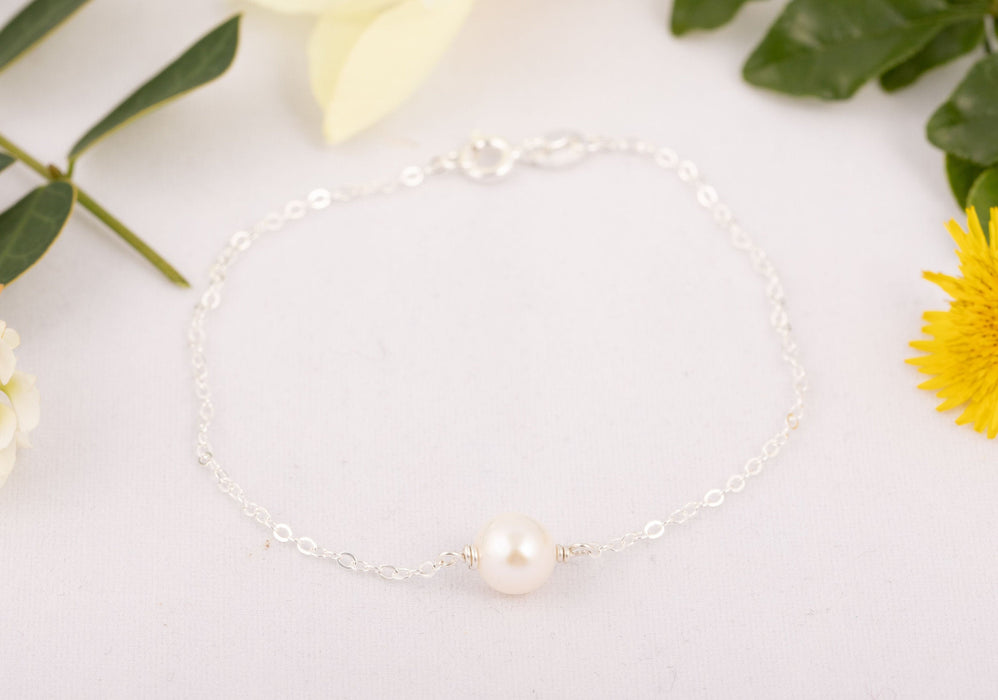 Akoya Pearl Bracelet for Women Sterling Silver June Birthstone Gift for Mum Friend - Bridal and Wedding Bracelet - B041