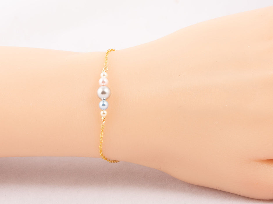 Swarovski Pearl Multi Coloured Bracelet for Women Sterling Silver Gift for Friends - Bridal and Wedding Bracelet - B052