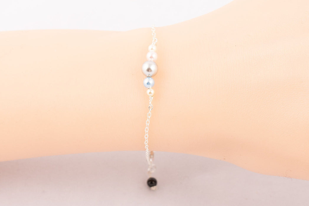 Swarovski Pearl Multi Coloured Bracelet for Women Sterling Silver Gift for Friends - Bridal and Wedding Bracelet - B052