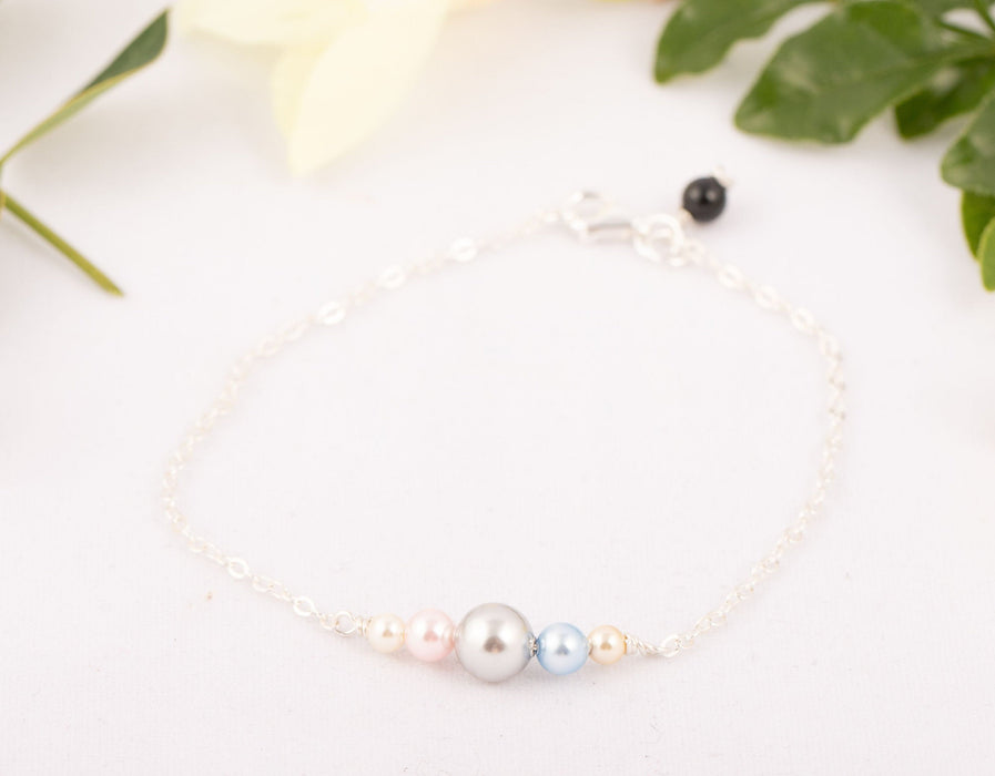 Swarovski Pearl Multi Coloured Bracelet for Women Sterling Silver Gift for Friends - Bridal and Wedding Bracelet - B052