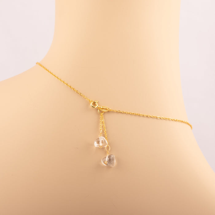 18k Gold Sterling Silver Clear Quartz Necklace - N021