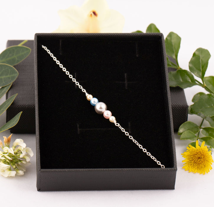 Swarovski Pearl Multi Coloured Bracelet for Women Sterling Silver Gift for Friends - Bridal and Wedding Bracelet - B052