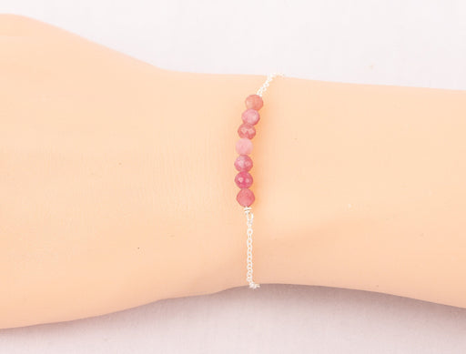 Natural Tourmaline Bracelet Sterling Silver/October Birthstone Bracelet/Birthstone Bar Bracelet/Pink Tourmaline Bracelet/Tourmaline Bracelet