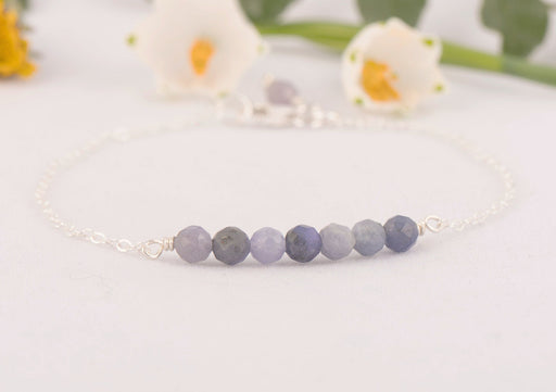 Natural Tanzanite Bracelet Sterling Silver/December Birthstone Bracelet/Birthstone Bar Bracelet/Tanzanite Bracelet/Tanzanite Bar Bracelet