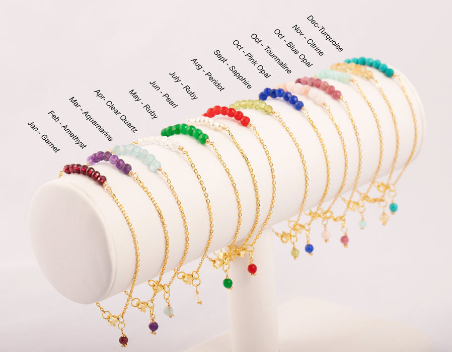 Birthstone Bracelet Sterling Silver, Birthstone Bracelet, Birthstone Bracelet for Women, Birthstone Bar Bracelet, Dainty Birthstone Bracelet