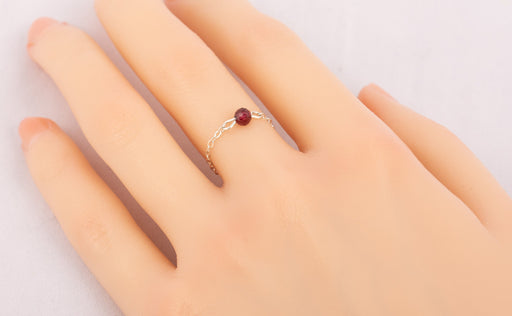 Natural Garnet Ring Sterling Silver, Garnet Chain Ring, January Birthstone Ring, Chain Ring, Garnet Ring, Birthstone Ring, Gift for Her