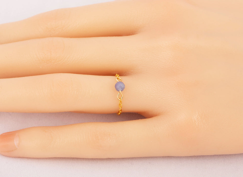 Natural Tanzanite Ring Sterling Silver, Tanzanite Chain Ring, December Birthstone Ring, Chain Ring, Tanzanite Ring, Birthstone Ring