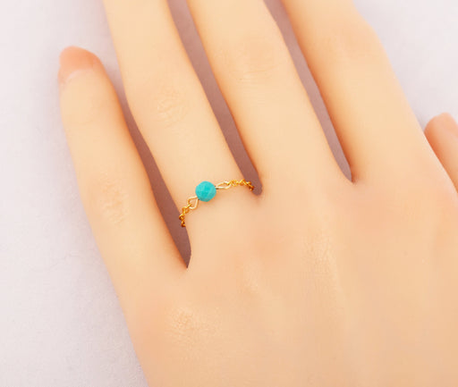 Natural Turquoise Ring Sterling Silver, Turquoise Chain Ring, December Birthstone Ring, Chain Ring, Turquoise Ring, Birthstone Ring