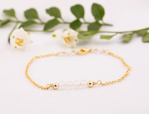 Dainty Clear Quartz Bracelet, Birthstone Bracelet Sterling Silver, Clear Quartz Bracelet, April Birthstone Bracelet, Bracelet for Women