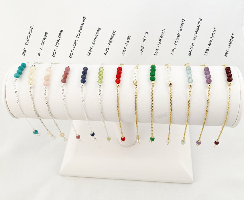 Personalised Birthstone Bracelet Sterling Silver, Birthstone Bracelet, Birthstone Bracelet for Women, Birthstone Bar Bracelet, Gift for Her