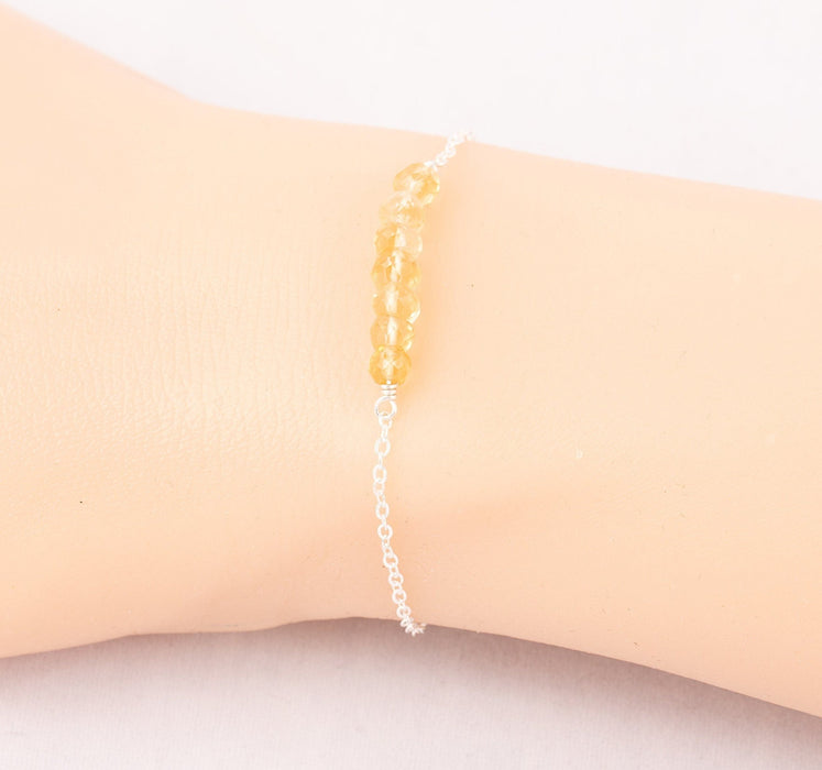 Natural Citrine Bracelet Sterling Silver/November Birthstone Bracelet/Dainty Citrine Bracelet/Prosperity Bracelet/Citrine Bracelet