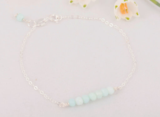 Natural Blue Opal Bracelet Sterling Silver/October Birthstone Bracelet/Dainty Opal Bar Bracelet/Opal Bracelet/Opal Bar Bracelet/Gift for Her