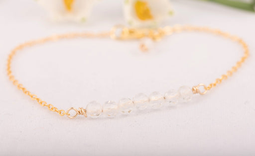 Natural Clear Quartz Bracelet Sterling Silver, April Birthstone Bracelet, Clear Quartz Bracelet, Clear Quartz Bar Bracelet, Gift for Her