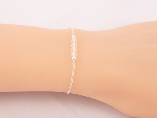 Clear Quartz Bracelet, Birthstone Bracelet Sterling Silver, Dainty Clear Quartz Bracelet, April Birthstone Bracelet, Bracelet for Women