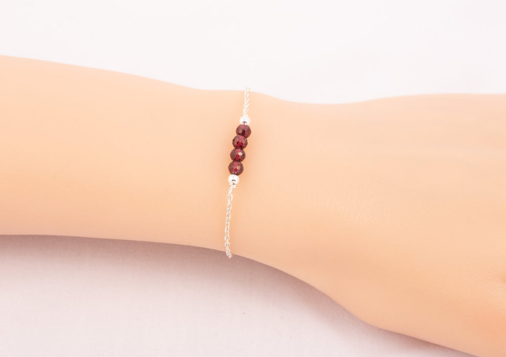 Garnet Bracelet, Birthstone Bracelet Sterling Silver, Dainty Garnet Bracelet, January Birthstone Bracelet, Garnet Birthstone Bracelet