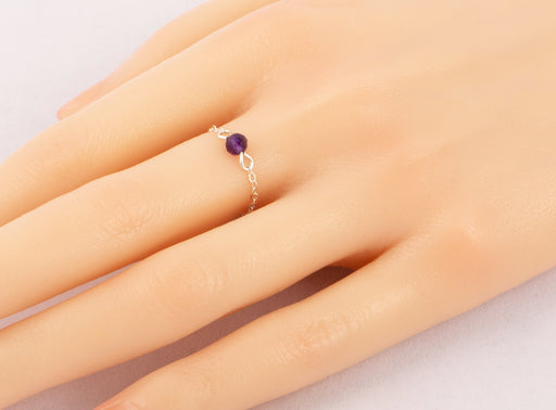 Natural Amethyst Ring Sterling Silver/Amethyst Chain Ring/February Birthstone Ring/Chain Ring/Amethyst Birthstone Ring/Birthstone Chain Ring