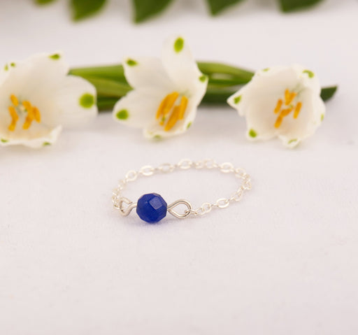 Natural Sapphire Ring Sterling Silver, Sapphire Chain Ring, September Birthstone Ring, Chain Ring, Birthstone Ring, Sapphire Ring, Gift Idea