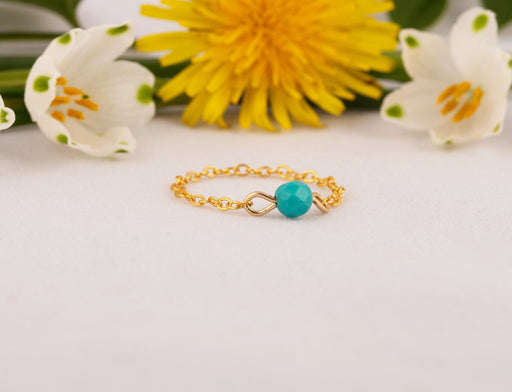 Natural Turquoise Ring Sterling Silver, Turquoise Chain Ring, December Birthstone Ring, Chain Ring, Turquoise Ring, Birthstone Ring