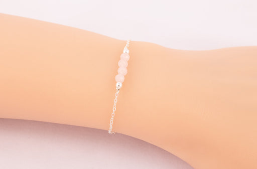 Rose Quartz Bracelet, Rose Quartz Bracelet Sterling Silver, Dainty Rose Quartz Bracelet, Pregrancy Bracelet, Simple Bracelet for Women