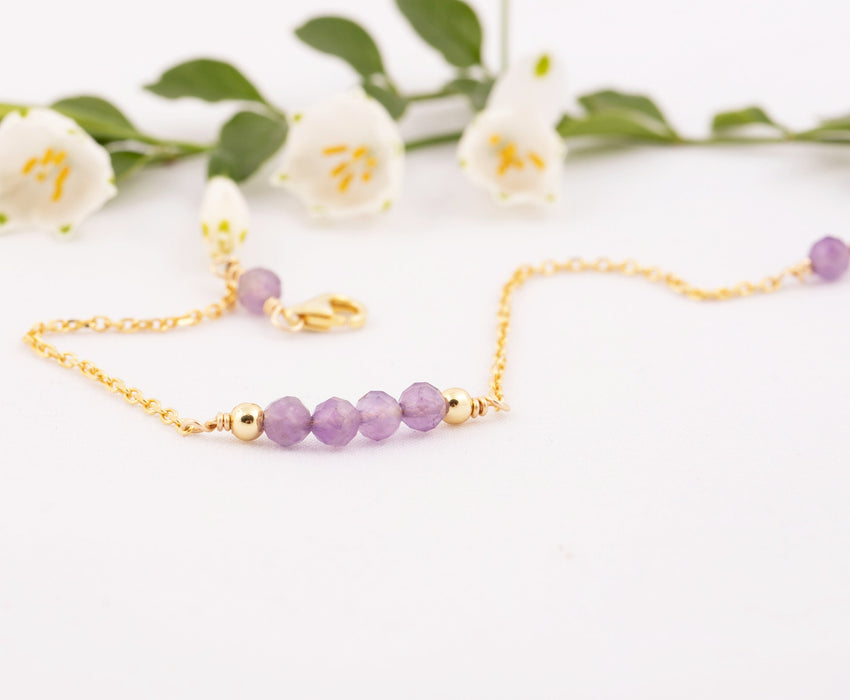 Natural Amethyst Bracelet/Birthstone Bracelet Sterling Silver/Amethyst Bracelet/February Birthstone Bracelet/Amethyst Gemstone Bracelet