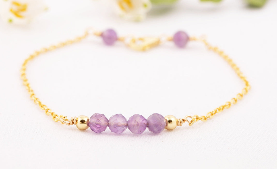 Natural Amethyst Bracelet/Birthstone Bracelet Sterling Silver/Amethyst Bracelet/February Birthstone Bracelet/Amethyst Gemstone Bracelet