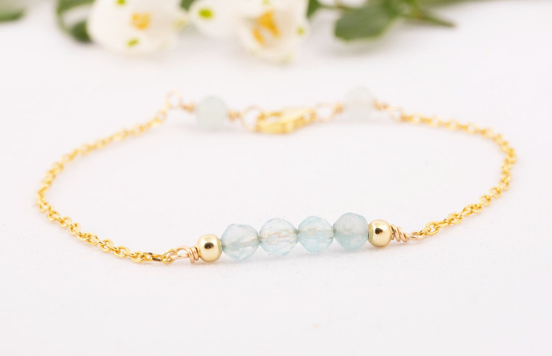 Natural Aquamarine Bracelet/Birthstone Bracelet Sterling Silver/Aquamarine Bracelet/March Birthstone Bracelet/Aquamarine Birthstone Bracelet