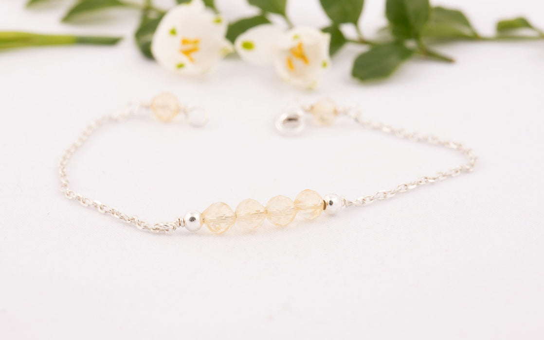 Dainty Citrine Bracelet, Gemstone Bracelet Sterling Silver, Citrine Bracelet, November Birthstone Bracelet, Birthstone Bracelet for Women