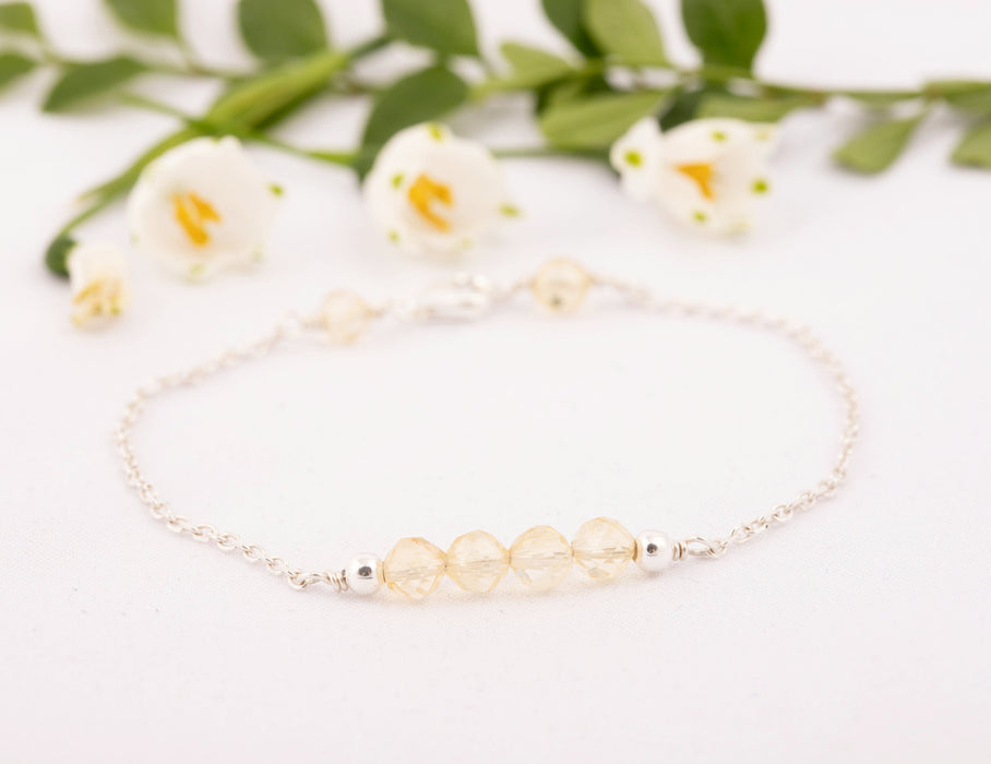 Dainty Citrine Bracelet, Gemstone Bracelet Sterling Silver, Citrine Bracelet, November Birthstone Bracelet, Birthstone Bracelet for Women