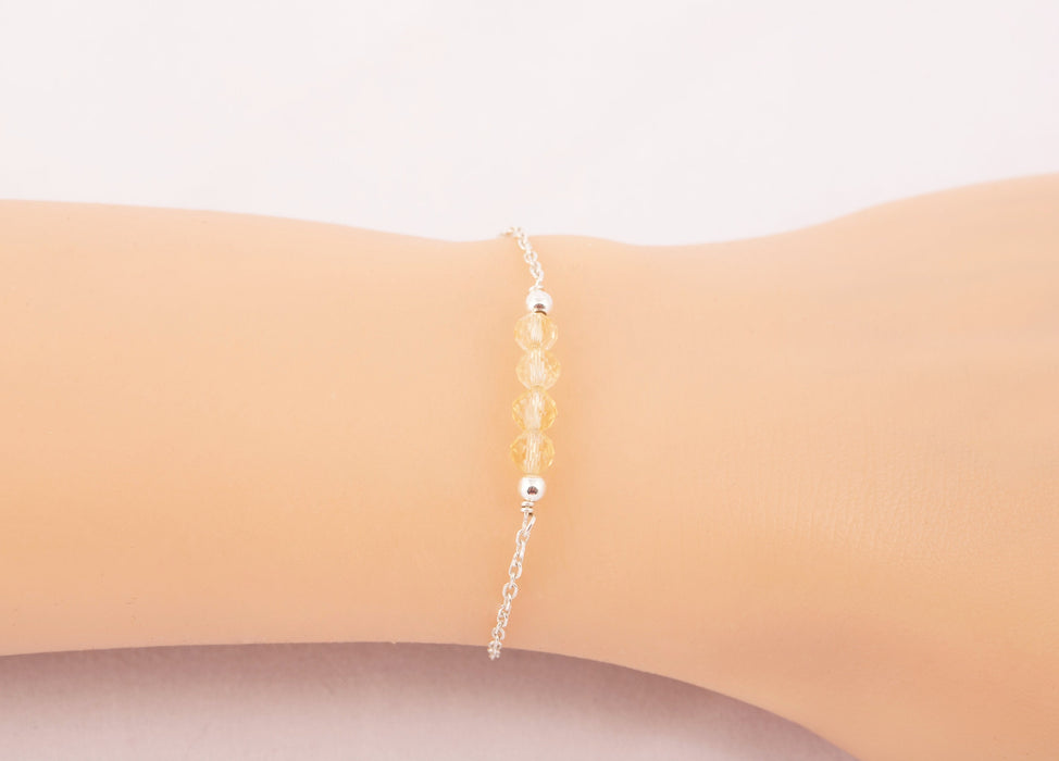 Dainty Citrine Bracelet, Gemstone Bracelet Sterling Silver, Citrine Bracelet, November Birthstone Bracelet, Birthstone Bracelet for Women